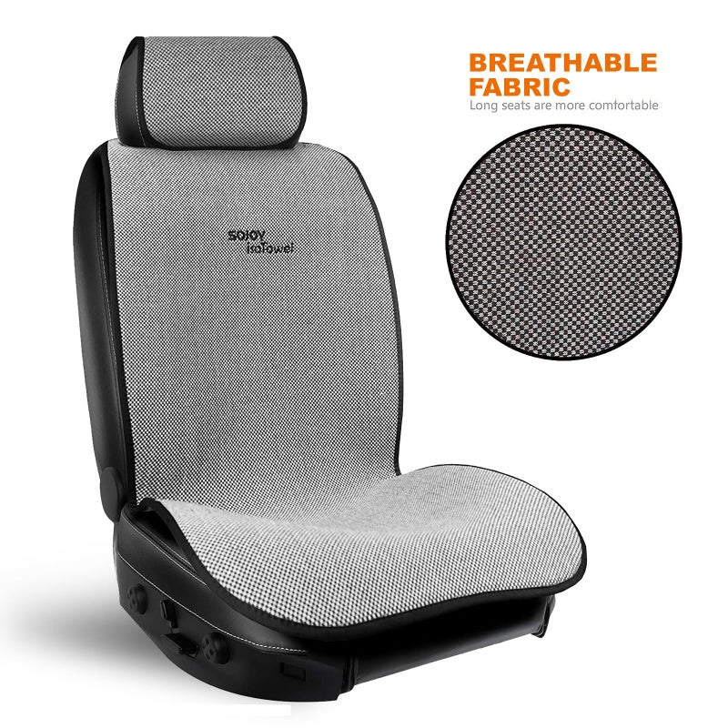 Sojoy IsoTowel Car Seat Cover for Front Seat,Breathable Fabric with Non-Slip Bottom,Comfort Car Seat Protector for Cold Weather (Black & White) - Image 4